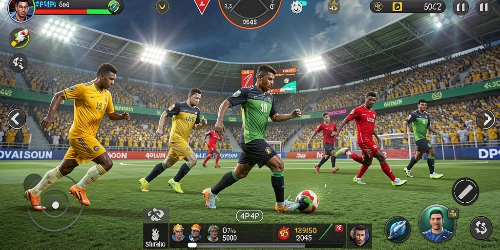 Tangkapan layar dari gameplay olahraga yang mendebarkan di 4P4P.