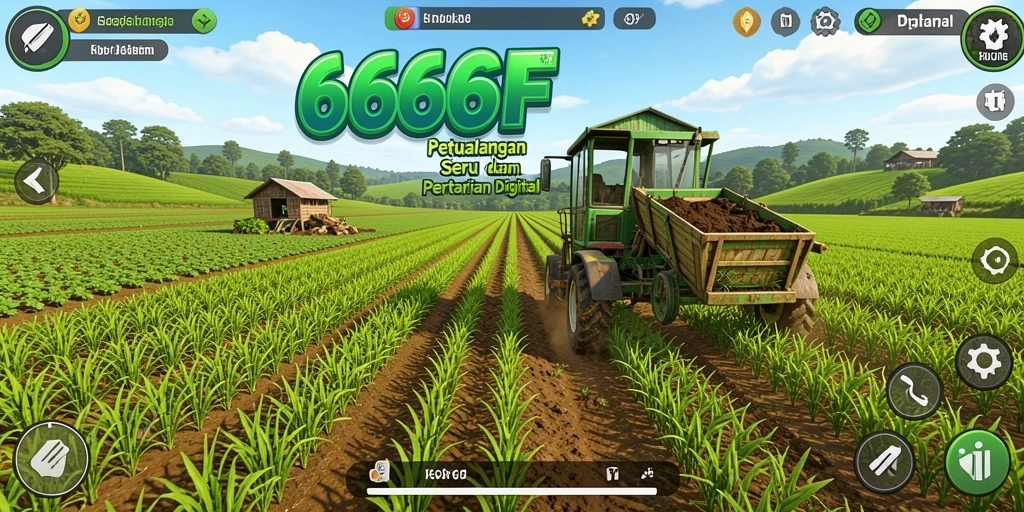 Tampilan gameplay seru dalam 666F dengan aktivitas pertanian yang beragam.