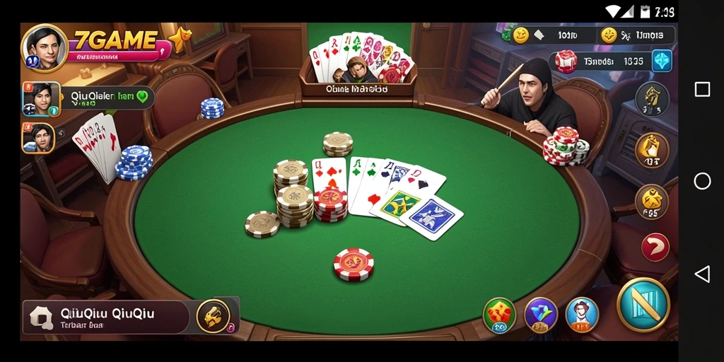 Gameplay QiuQiu yang seru dalam 7GAME.