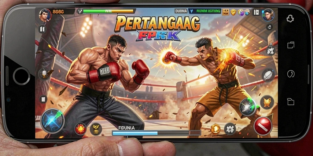 Screenshot menunjukkan aksi pertarungan mendebarkan dalam 8G8G.
