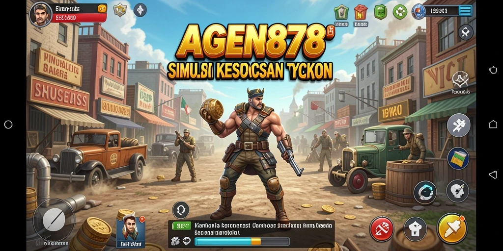 Tangkapan layar dari gameplay AGEN878 menunjukkan strategi bisnis yang menarik.