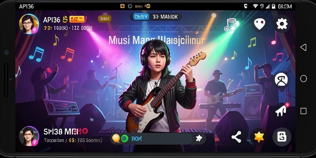 Screenshot gameplay API36 yang menampilkan pemain memainkan lagu.
