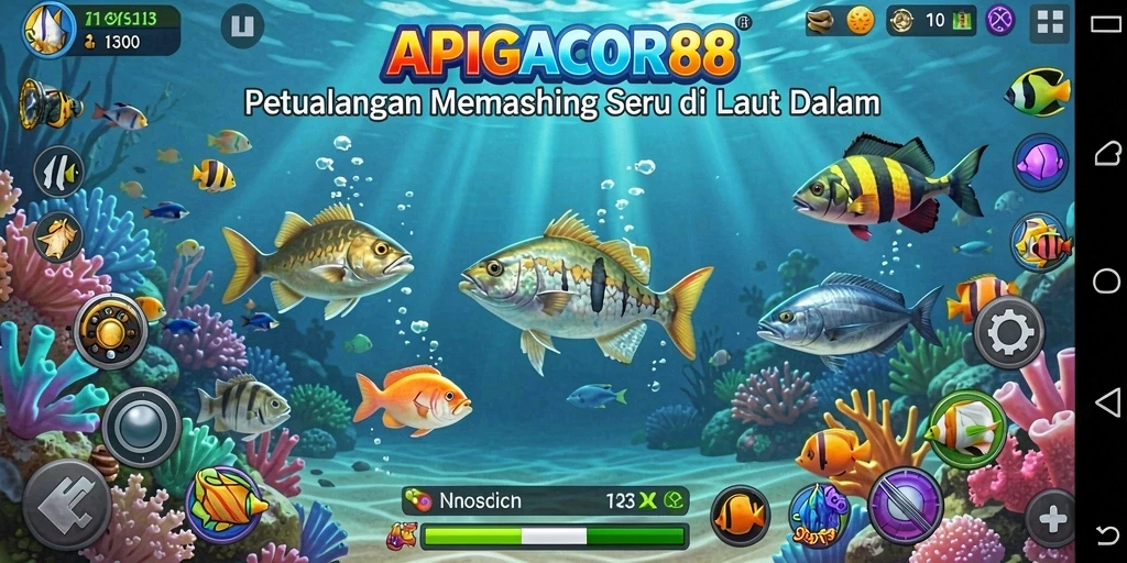 Tampilan gameplay <strong>APIGACOR88</strong> yang menampilkan aksi memancing yang mendebarkan.