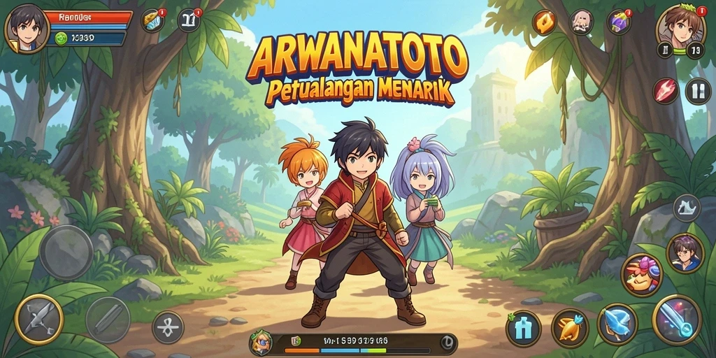Tangkapan layar dari gameplay ARWANATOTO yang menampilkan aksi seru karakter Anime.