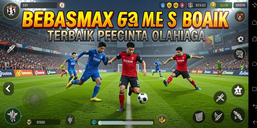 Tampilan gameplay menarik di BEBASMAX dengan aksi sepak bola dinamis.