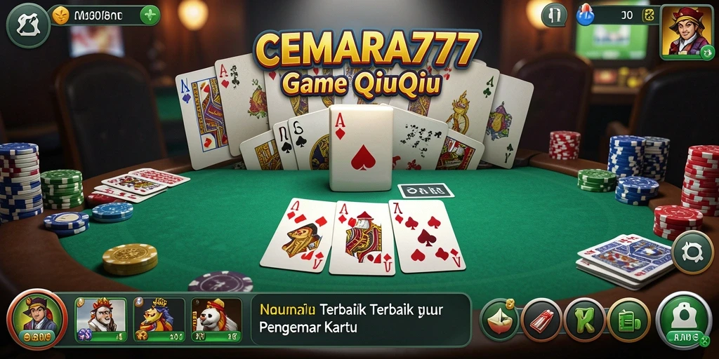 Tangkapan layar utama menunjukkan gameplay QiuQiu yang seru dan interaktif.