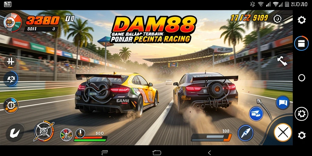 Screenshot gameplay balap yang mendebarkan di DAM88.