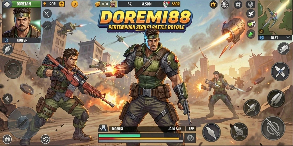 Tangkapan layar gameplay DOREMI88 yang penuh aksi di Battle Royale.