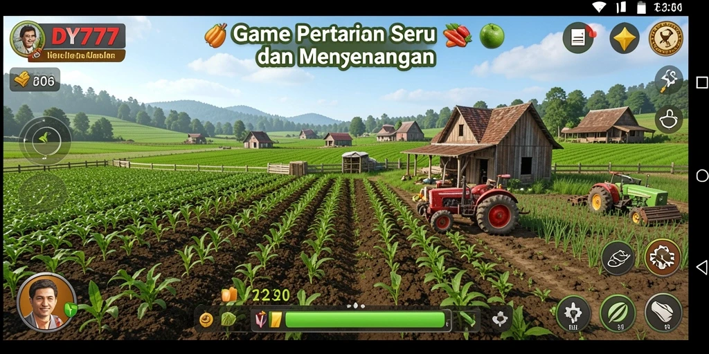 Tampilan menarik gameplay DY777 dengan bertani yang seru.