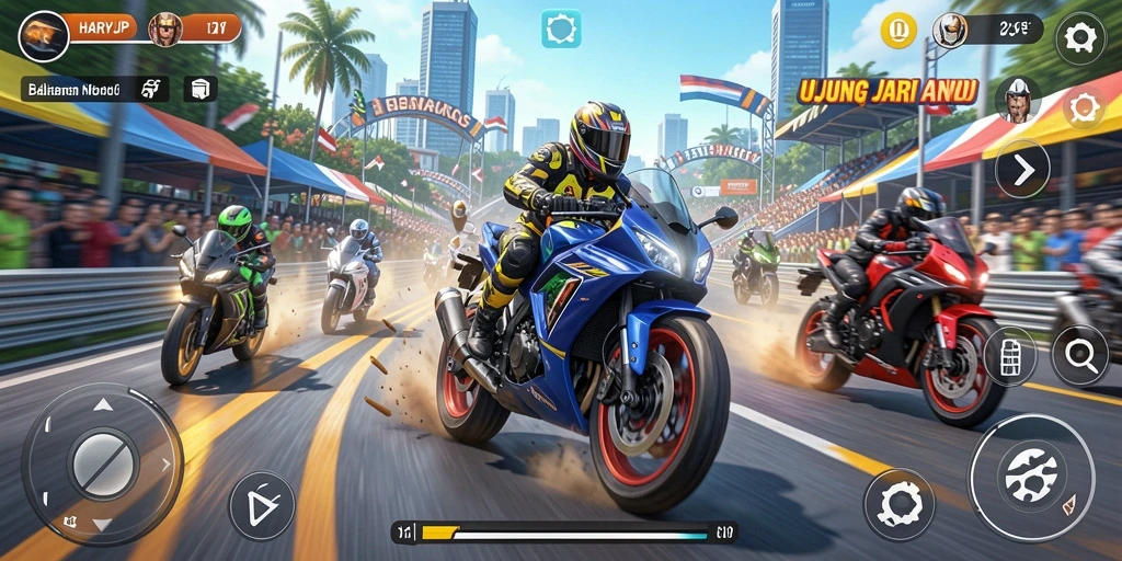 Tampilan seru saat balapan motor di HARAPJP.