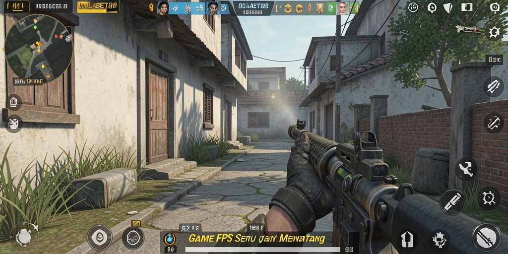 Tangkapan layar IDOLABET88 menampilkan aksi pertempuran FPS yang mendebarkan.