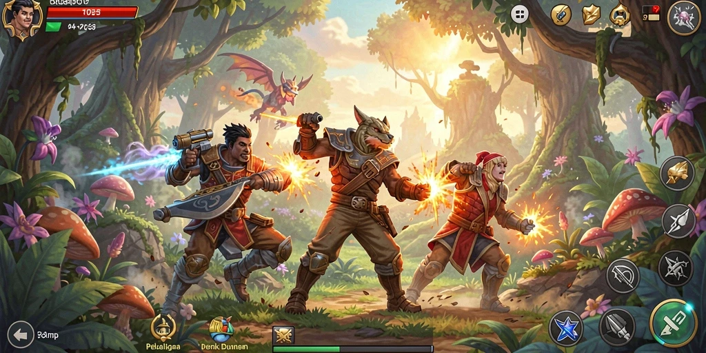 Tangkapan layar dari gameplay KAKRP yang menunjukkan aksi pertarungan seru.