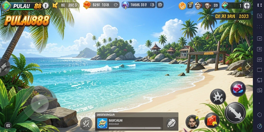 Gameplay seru PULAU88 saat membangun pulau tropis impian.