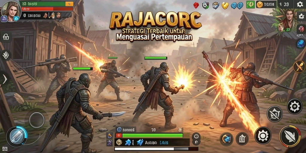 Tampilan gameplay menarik dalam RAJACORC yang menunjukkan strategi pertempuran.