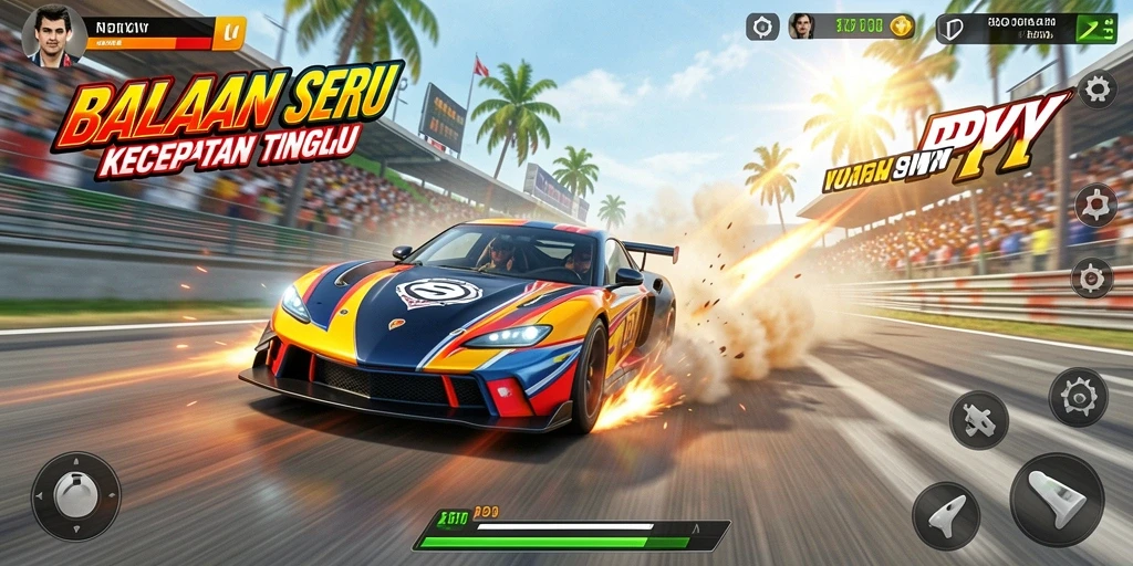 Tampilan gameplay seru dan menegangkan dalam balapan RPYYY.
