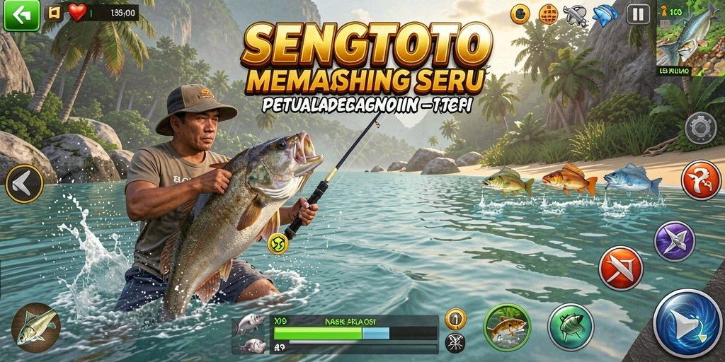 Screenshot gameplay mendebarkan dalam SENGTOTO maksudnya memancing ikan.