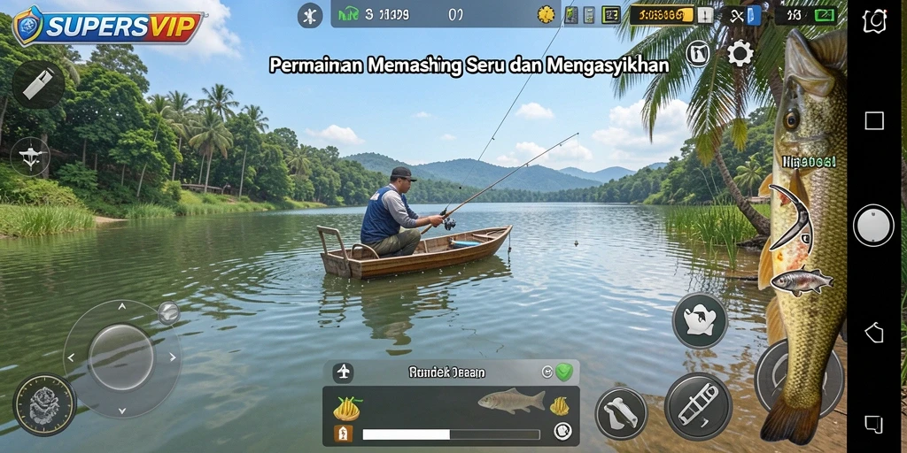Gambaran seru gameplay memancing di SUPERSVIP.
